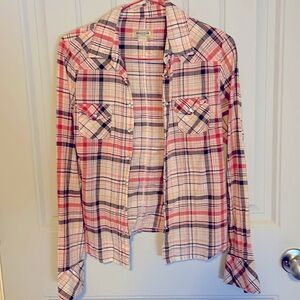 Pink plaid button up